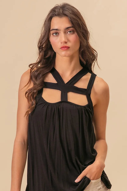 BiBi Rayon Span Jersey Cut Out with Straps Detailed 