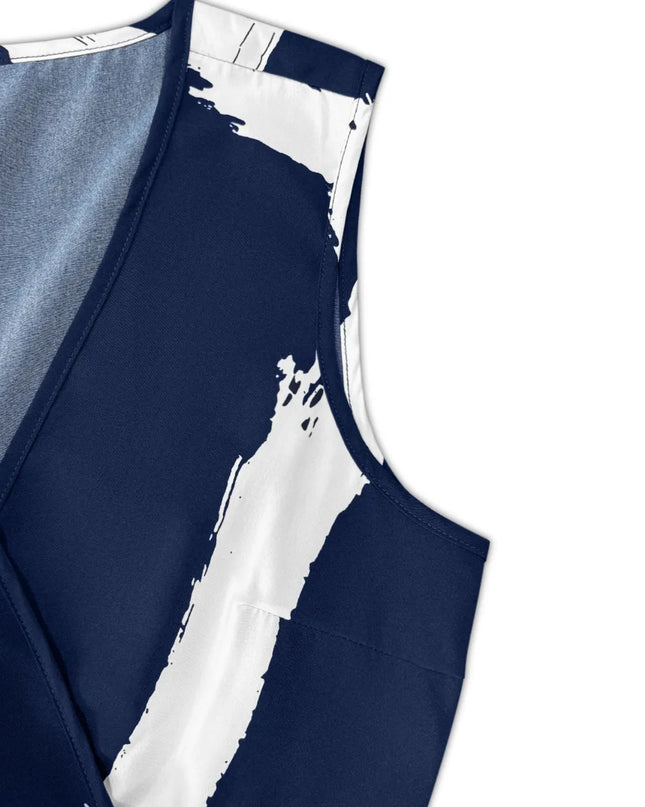 Printed Surplice Sleeveless Knee Length Dress