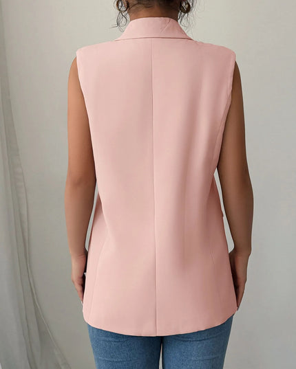 One Button Sleeveless Blazer