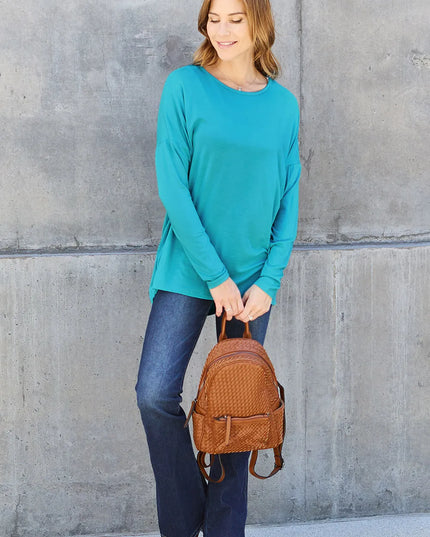 Basic Bae Full Size Round Neck Dropped Shoulder T-Shirt