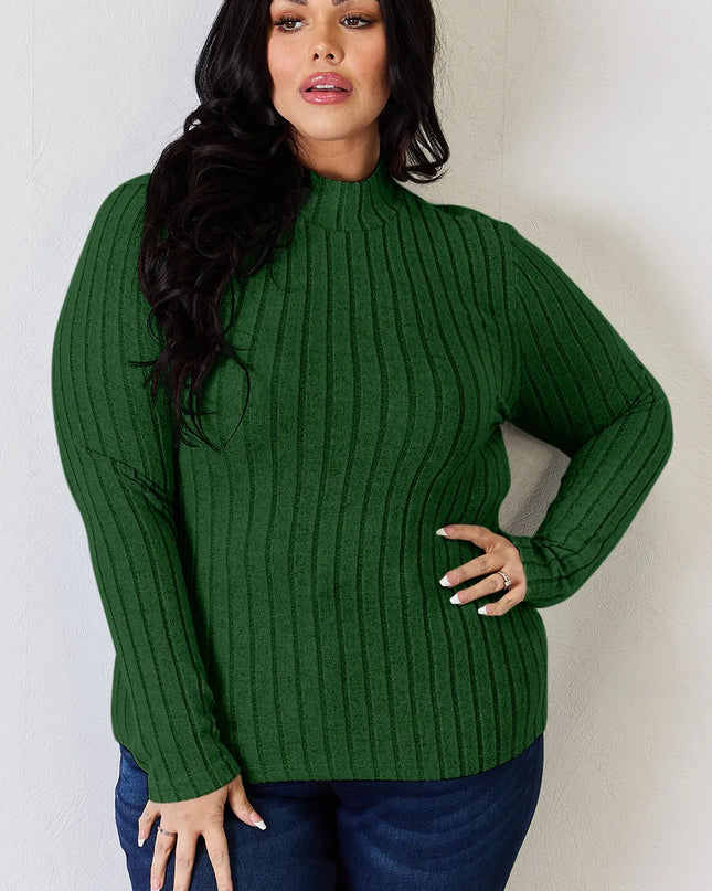 Basic Bae Full Size Ribbed Mock Neck Long Sleeve T-Shirt