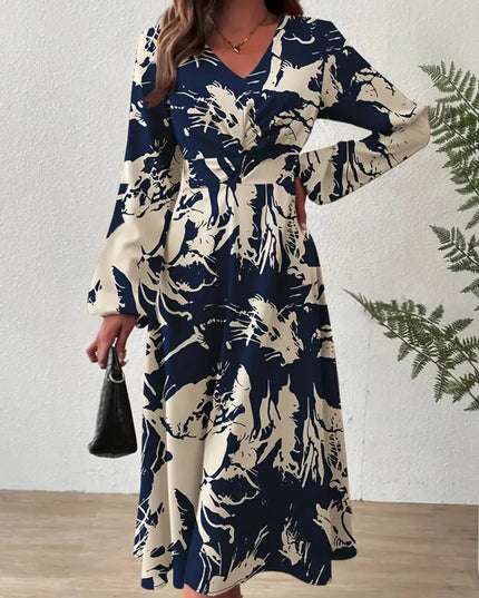 Long Sleeve Printed Midi Dress