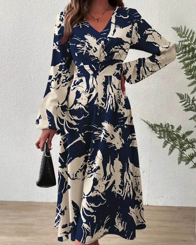 Long Sleeve Printed Midi Dress