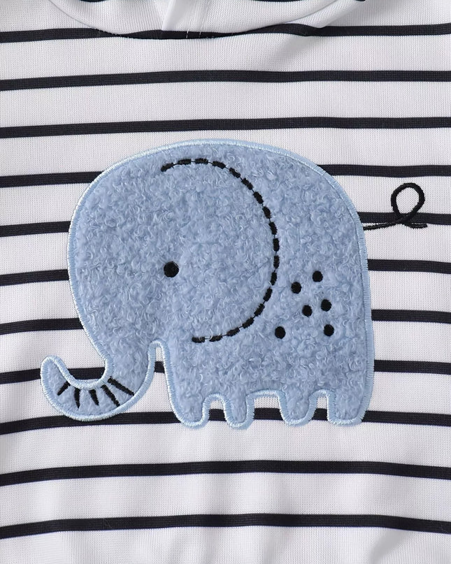 Children's Striped Elephant Hoodie & Pants Set