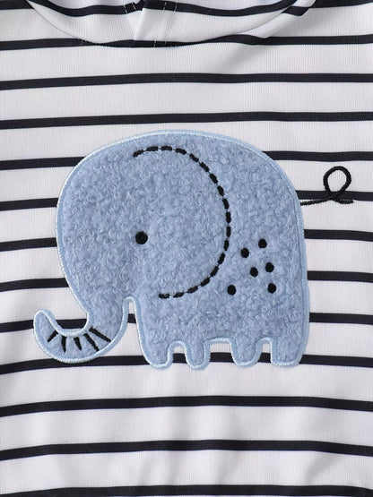 Children's Striped Elephant Hoodie & Pants Set