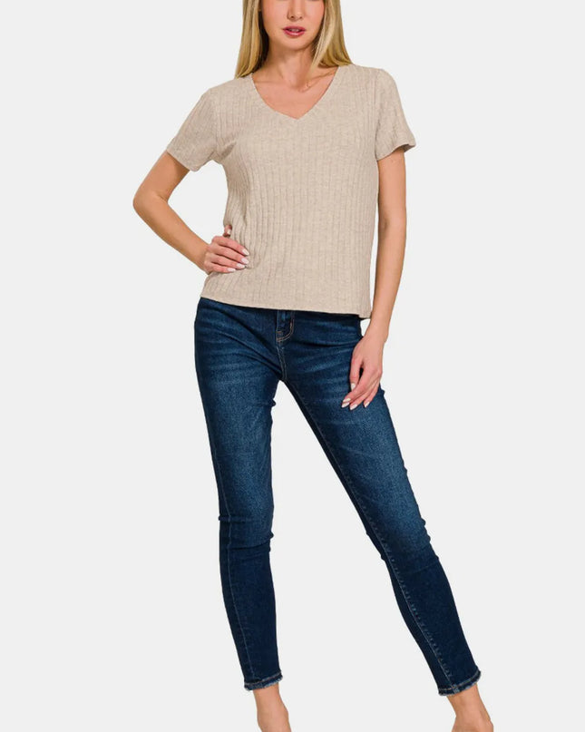 Zenana Ribbed Short Sleeve T-Shirt