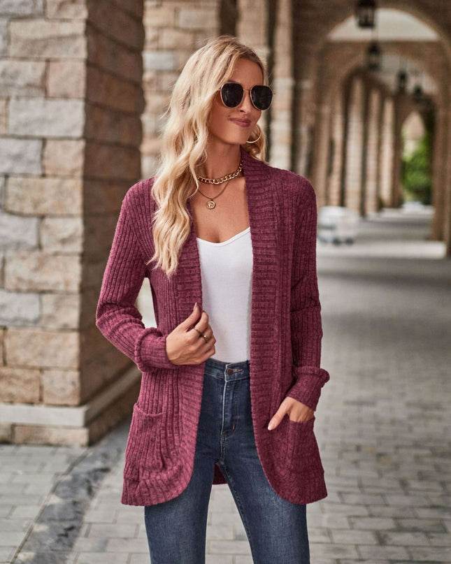 Open Front Cardigan with Pockets