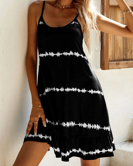 Contrast Printed Scoop Neck Mini Cami Dress