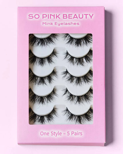 SO PINK BEAUTY Mink Eyelashes 5 Pairs 