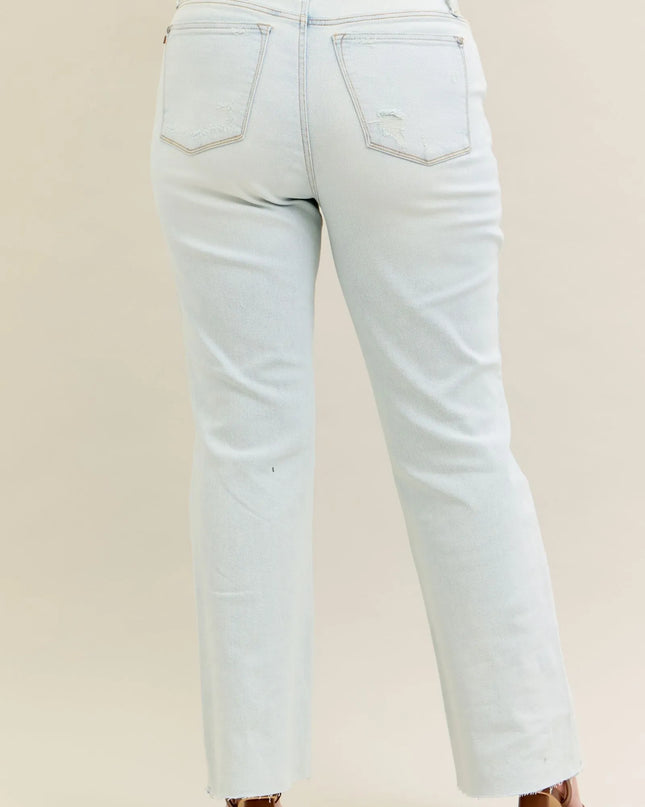 Judy Blue Full Size Destroy & Fray Hem Bootcut Jeans Plus Size