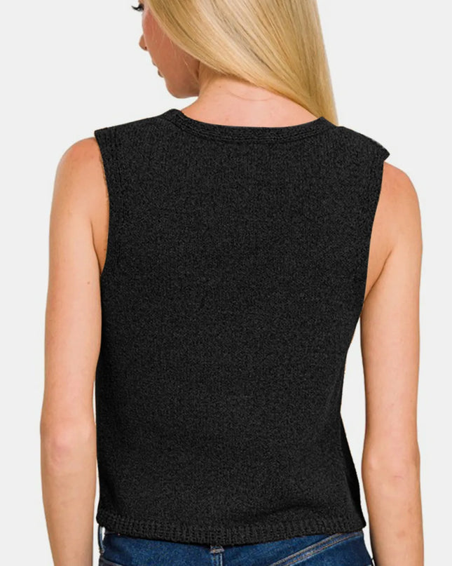 Zenana Hook and Eye Closure V-Neck Sweater Vest