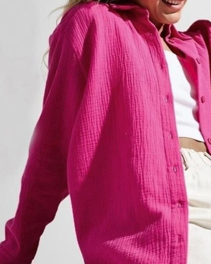 Button Up Long Sleeve Texture Shirt