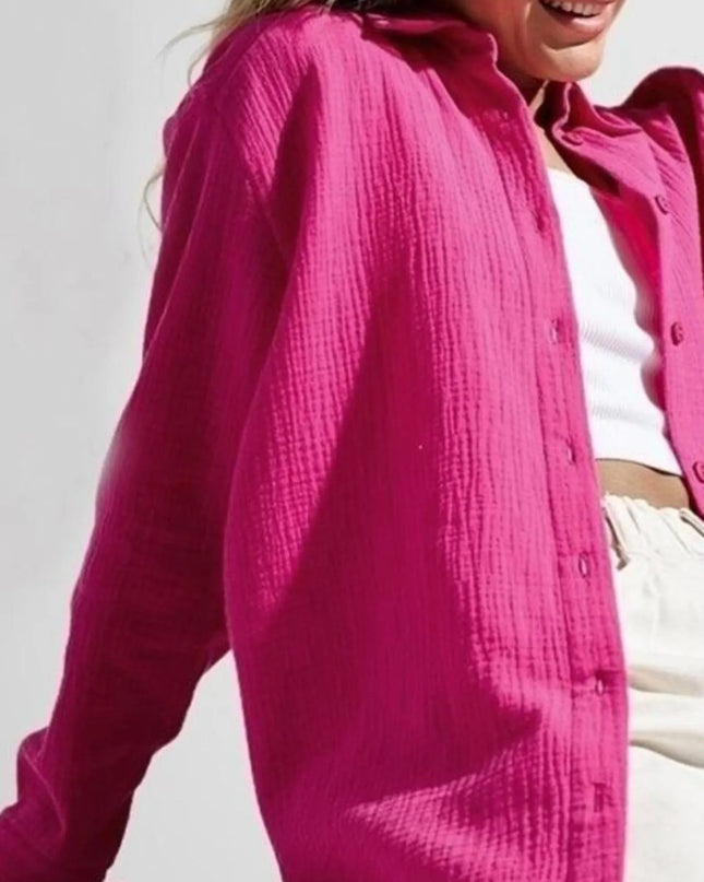 Button Up Long Sleeve Texture Shirt