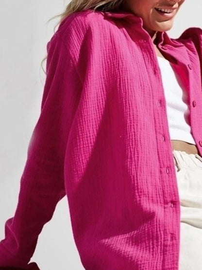 Button Up Long Sleeve Texture Shirt