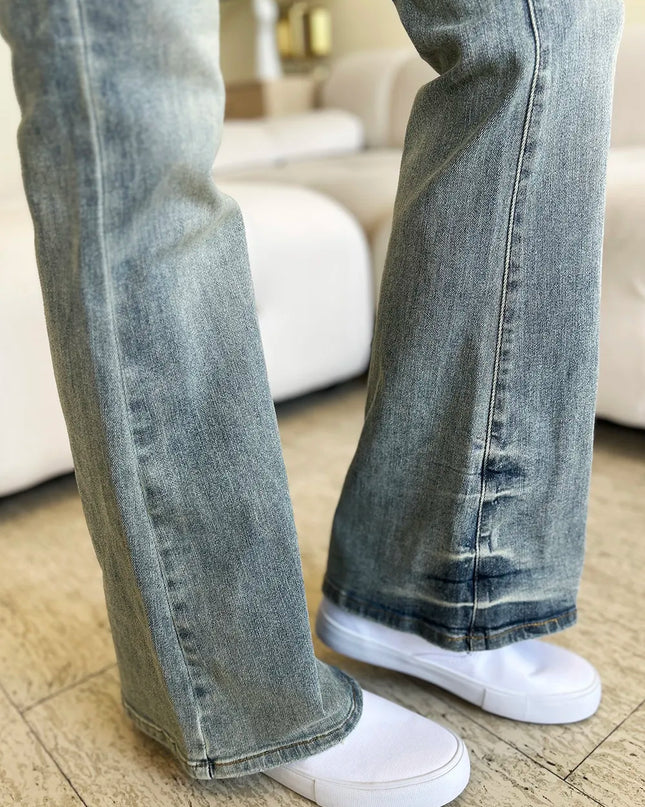 Judy Blue Full Size Mid Rise Flare Jeans