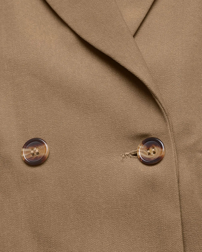 Lapel Collar Leopard Cuff Long Sleeve Blazer