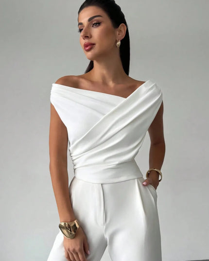 Asymmetrical Ruched Short Sleeve Top