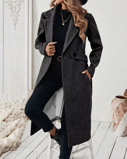 One Button Wool Blend Overcoat