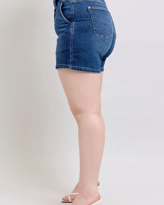 Judy Blue Full Size Double Button Waistband Denim Shorts Plus Size