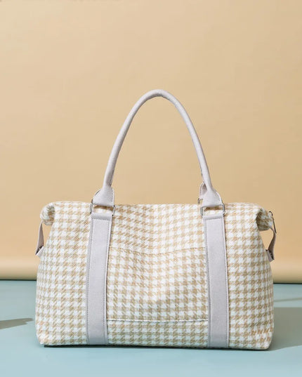 Houndstooth Canvas Travel Bag Tan One Size