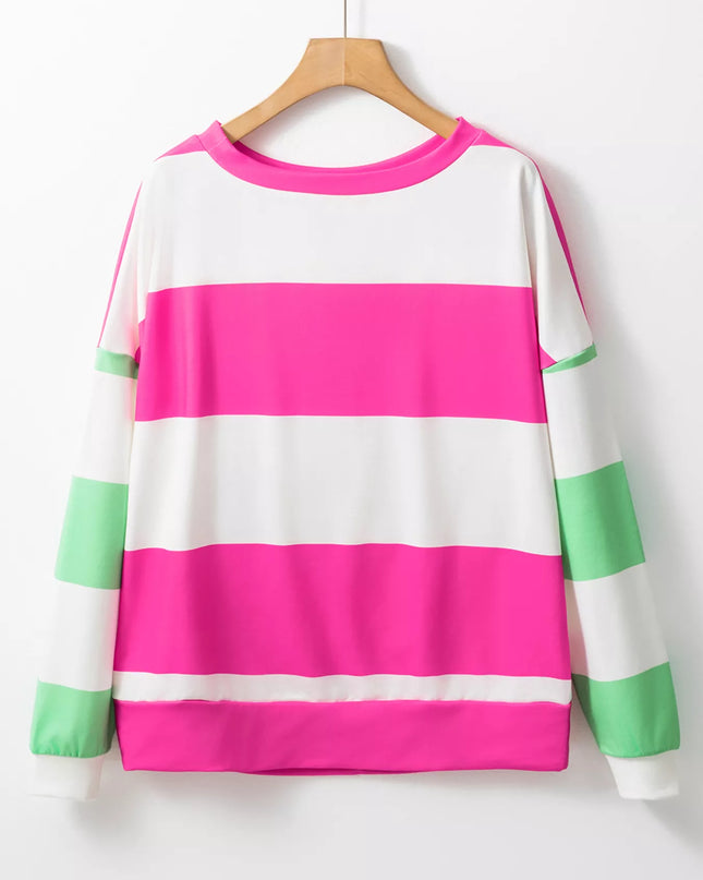 Color Block Drop Shoulder Long Sleeve Top