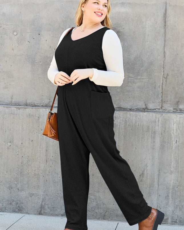 Double Take Full Size Sleeveless Straight Jumpsuit