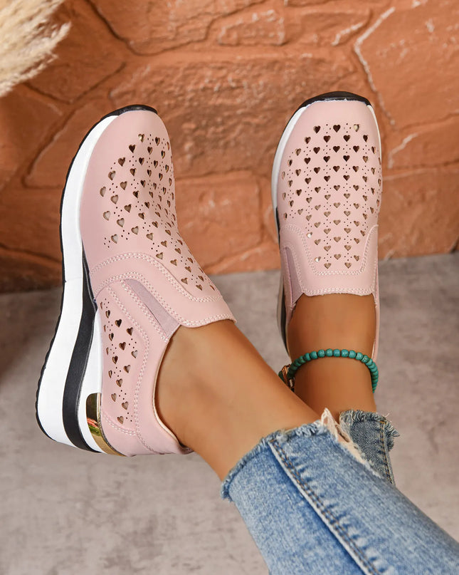 Breathable Cutout Wedge Sneakers 