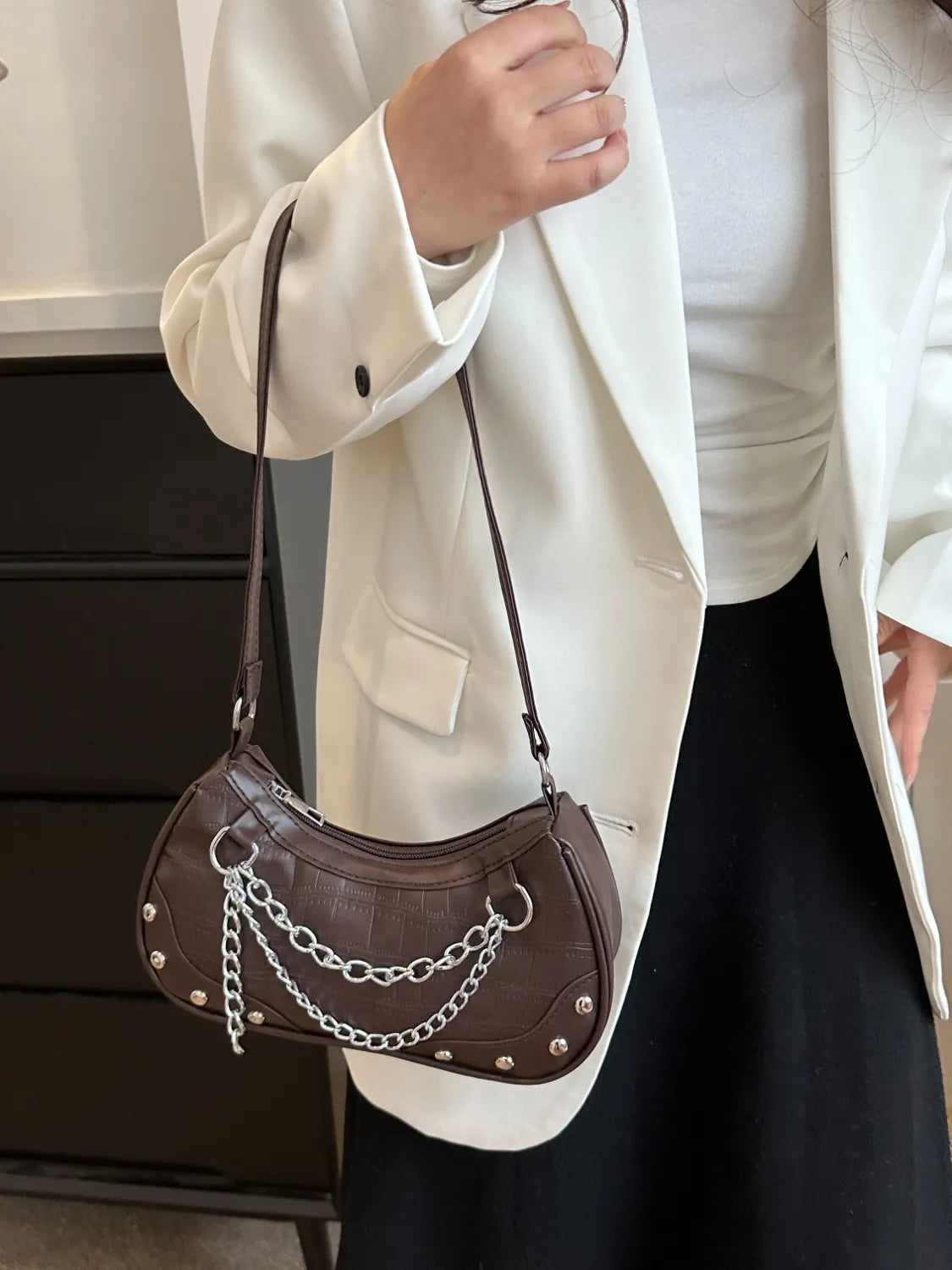 Chain PU Leather Shoulder Bag 