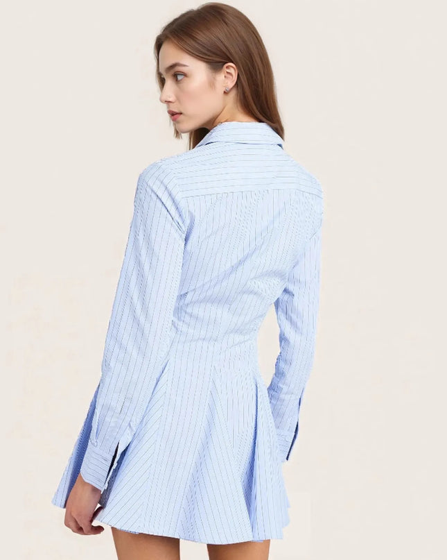 Striped Button Up Shirt Dress