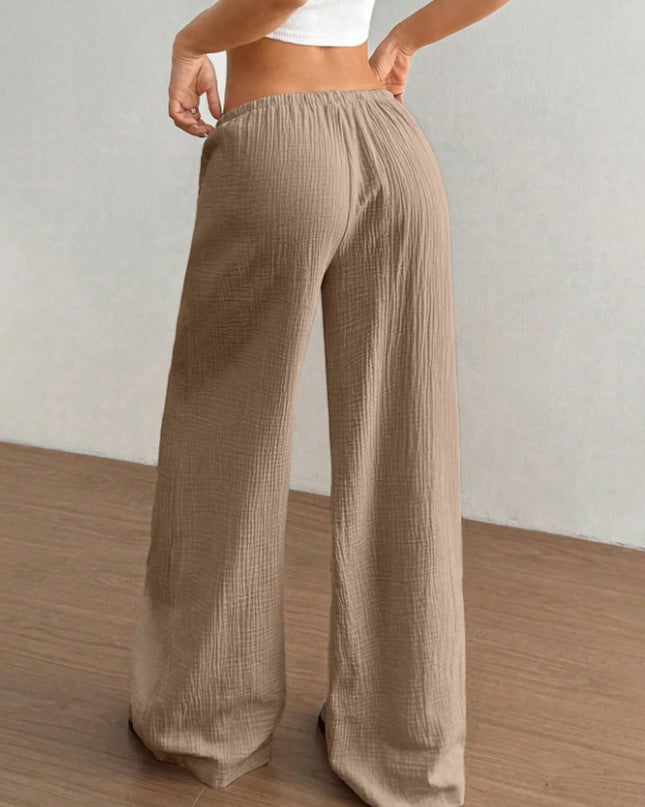 Wide Leg Drawstring Casual Pants
