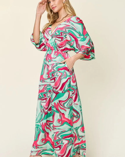 Double Take Full Size Half Sleeve Wide Leg Jumpsuit