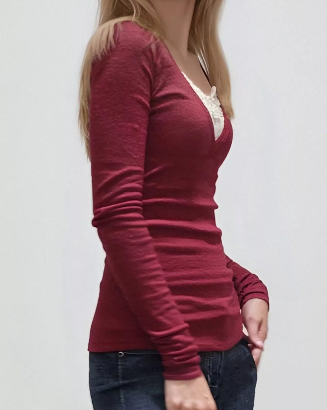 Long Sleeve T-Shirt with Lace Detail