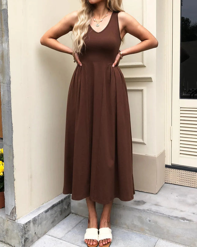 V-Neck Midi Tank Dress