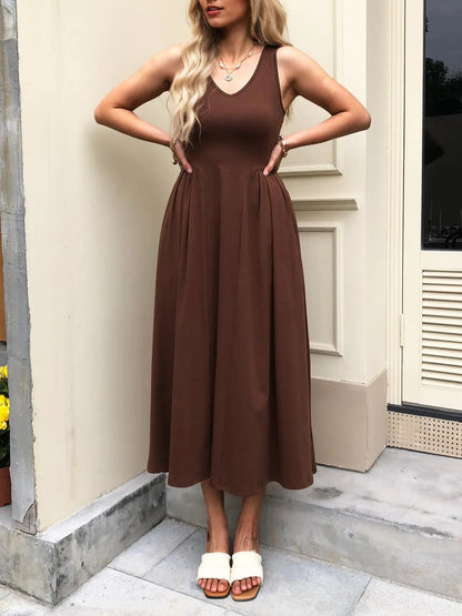V-Neck Midi Tank Dress