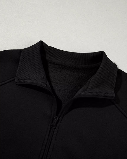 Drop Shoulder Zip Up Jacket and Drawstring Pants Active 2pcs Set