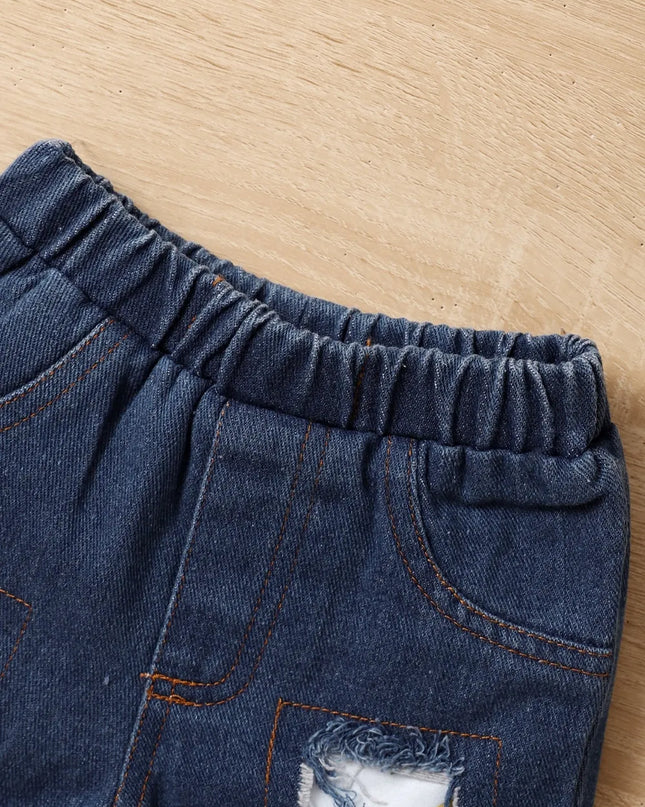 Children's Sunflower Ruffled Short Sleeve Top and Shorts Set