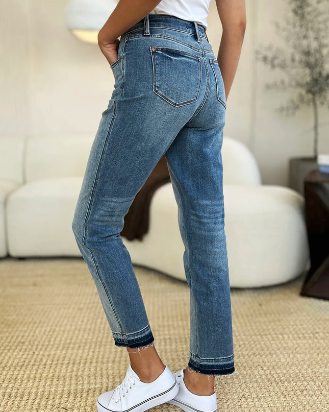 Judy Blue Full Size Mid Rise Rigid Magic Release Hem Jeans