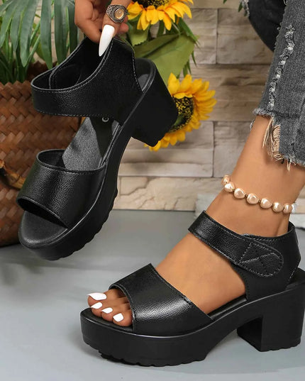 Platform Chunky Heel Sandals with Ankle Strap