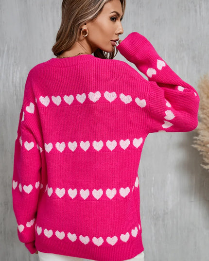 Angel Wings Heart Round Neck Long Sleeve Sweater