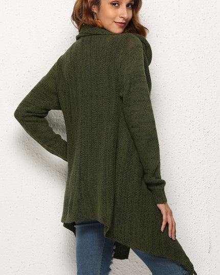 Angel Wings One-Button Tassel Tie Asymmetrical Hem Cardigan