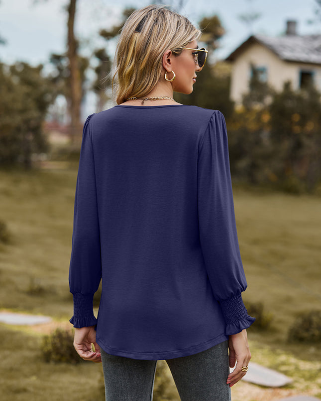 Puff Sleeve Pleated Blouse