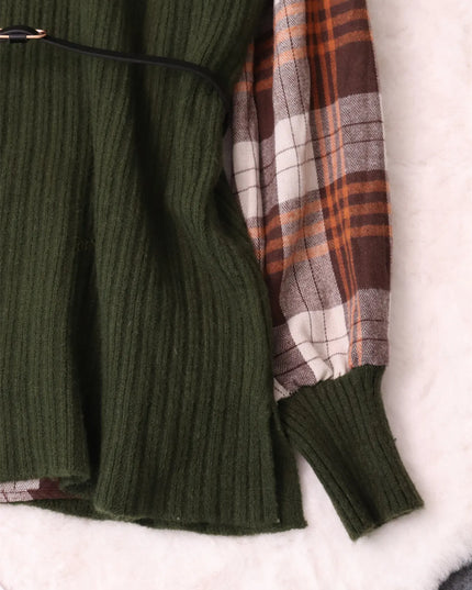 Plaid Long Sleeve Sweater Dress