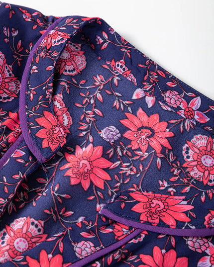 Floral Half Sleeve Split Neck Blouse Top