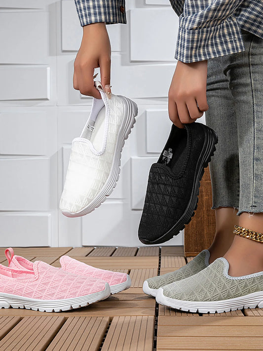 Breathable Mesh Slip-On Sneakers White