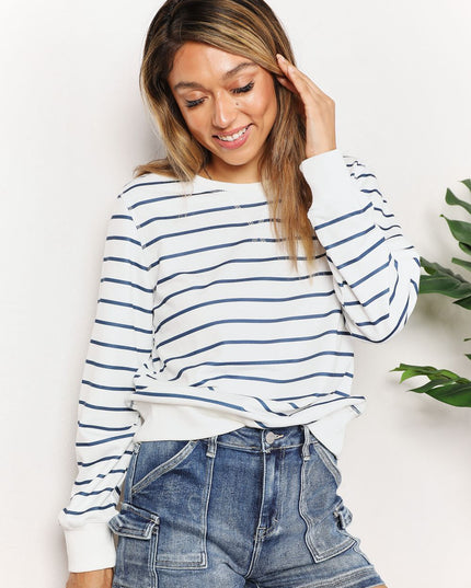 Double Take Striped Long Sleeve Round Neck Top
