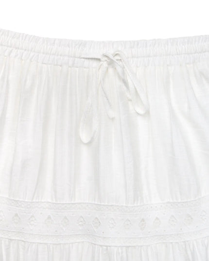 Lace Detail Elastic Waist Skirt 