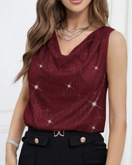 Sequin Cowl Neck Tank