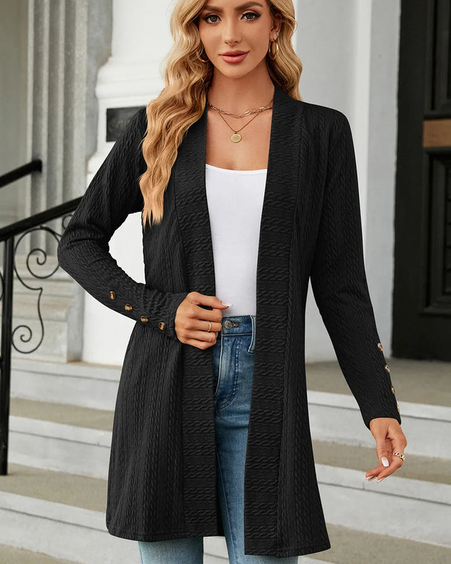Open Front Long Sleeve Cardigan Black