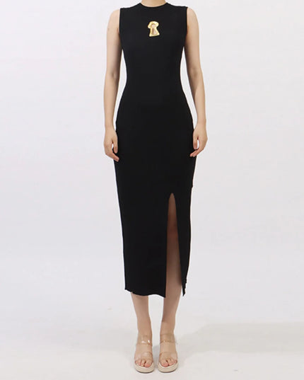 Slit Round Neck Sleeveless Dress