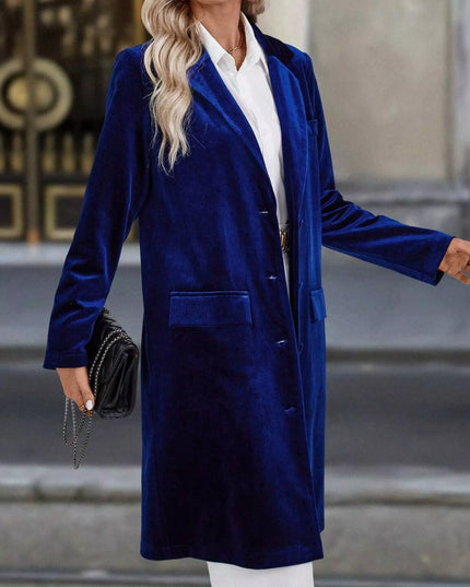 Lapel Collar Long Sleeve Longline Coat